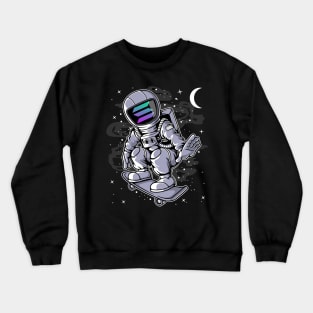 Astronaut Skate Solana SOL Coin To The Moon Crypto Token Cryptocurrency Blockchain Wallet Birthday Gift For Men Women Kids Crewneck Sweatshirt